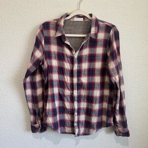 CP Shades 100% Cotton Flannel Plaid Button Up Shirt Pockets Chunky Buttons S USA